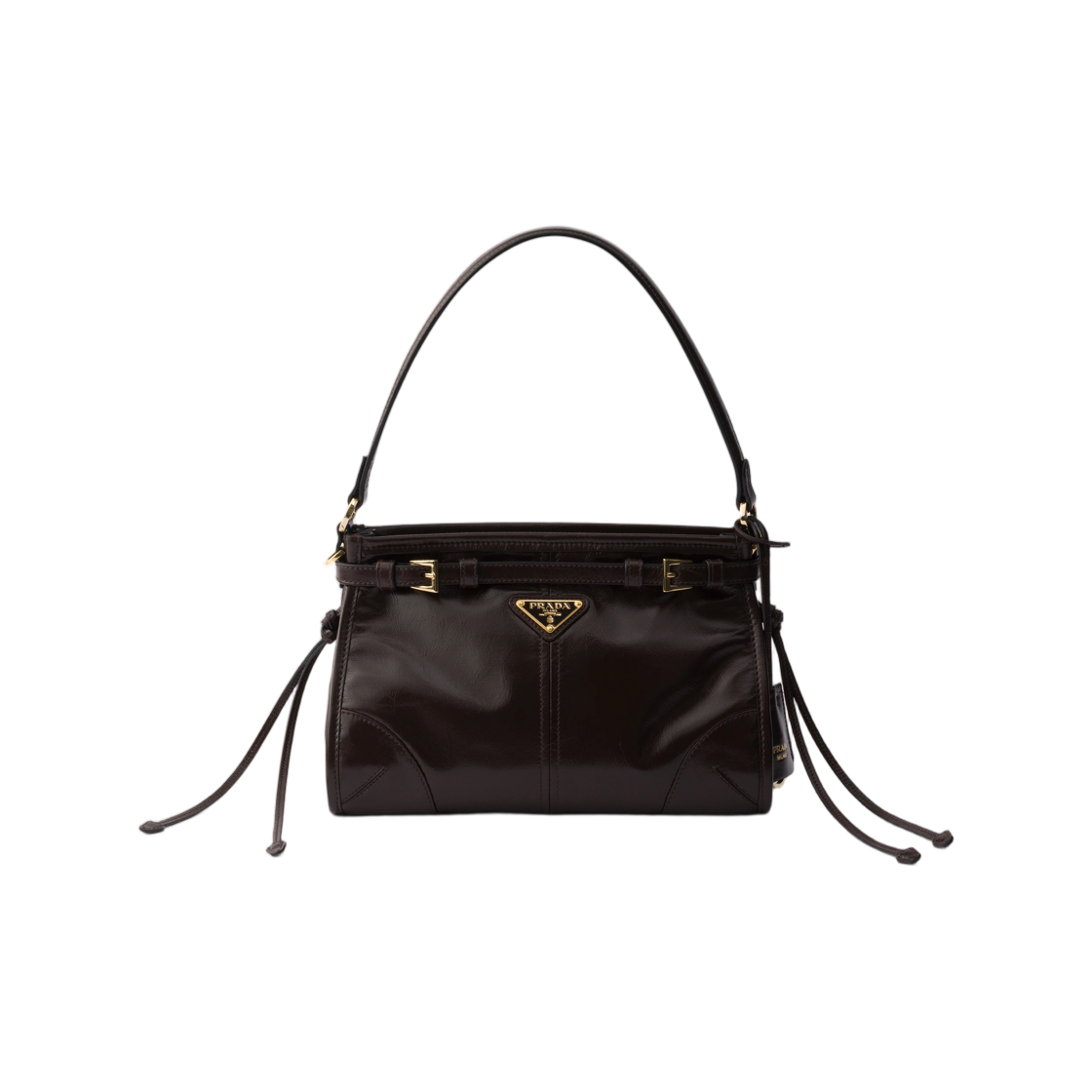 1BC297-2CYR-F01D6 Prada Bonnie Small Leather Handbag Dark Brown