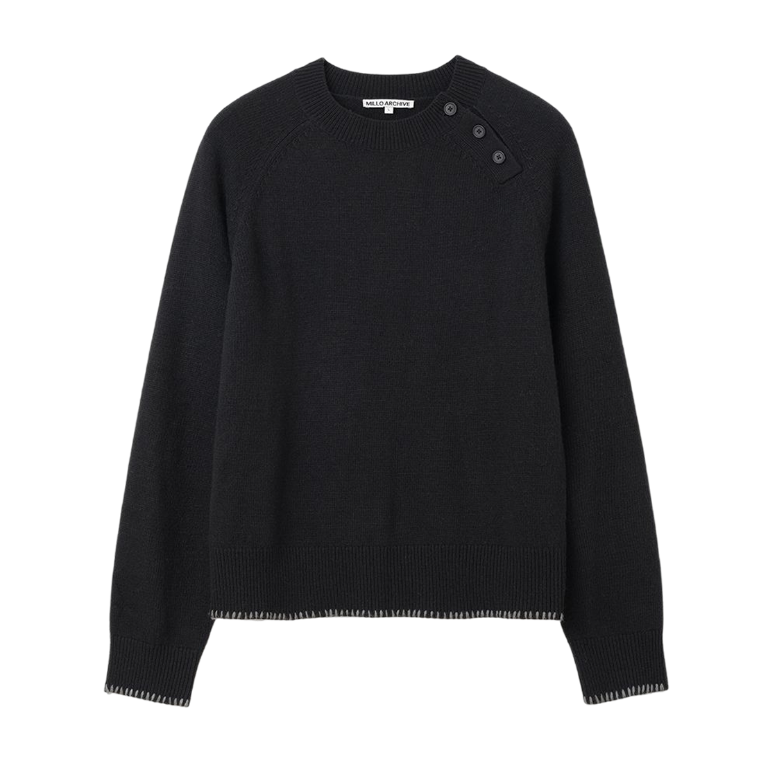 ML586BLK milloarchive Slanted Henley Neck Knit Black