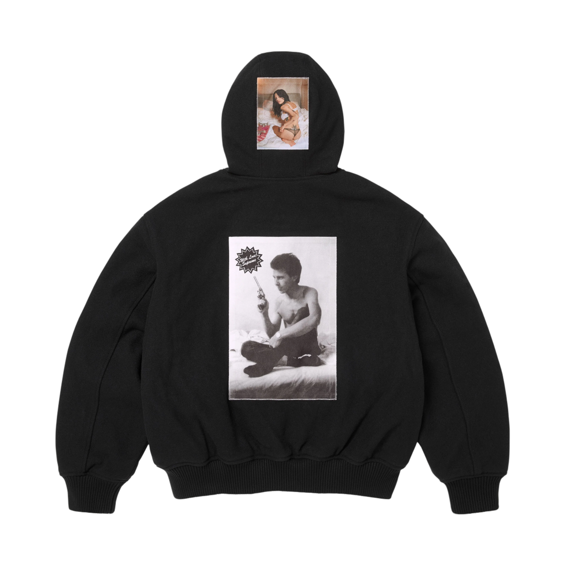 슈프림 x 래리 클락 후드 바시티 자켓 블랙 - 26FW(Supreme x Larry Clark Hooded Varsity Jacket Black - 26FW) - 2