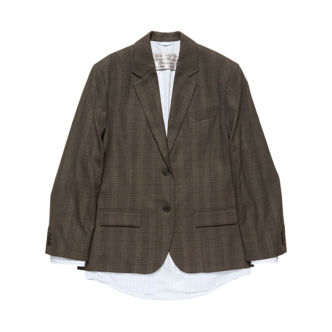 AH0353-AHB (W) Acne Studios Layered Wool Suit Jacket Brown Black
