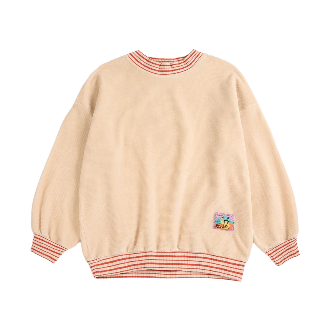 226AC039 (Kids) Bobo Choses Taxi Saurus Tag Velvet Sweatshirt Cream