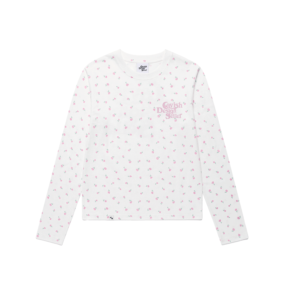 카비시 플라워 셀러 로고 LS 티셔츠 화이트(핑크)(CAVISH Flower Seller Logo LS Tee White (Pink)) - 2