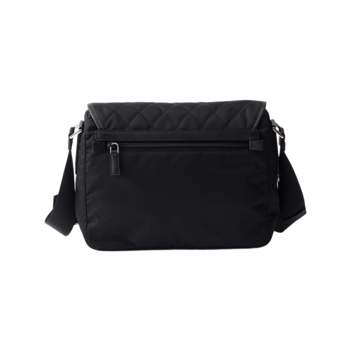 프라다 미디움 퀼티드 리나일론 숄더백 사피아노 레더 트림 블랙(Prada Medium Quilted Re-Nylon Shoulder Bag with Saffiano Leather Trim Black) - 2