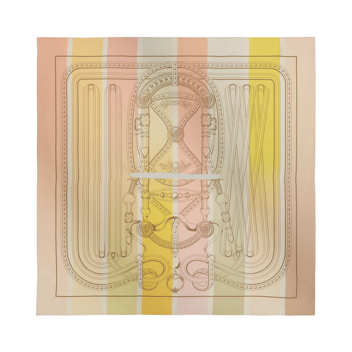 H784208S01 (W) Hermes Grand Tralala Double Face Dossard Scarf Silk Twill & Peche Beige Rose Mordore