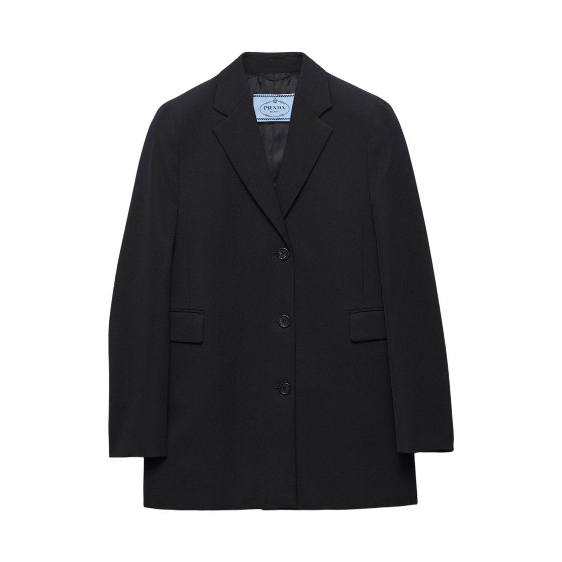 P515Q-6114-F0002 (W) Prada Single-Breasted Gabardine Jacket Black