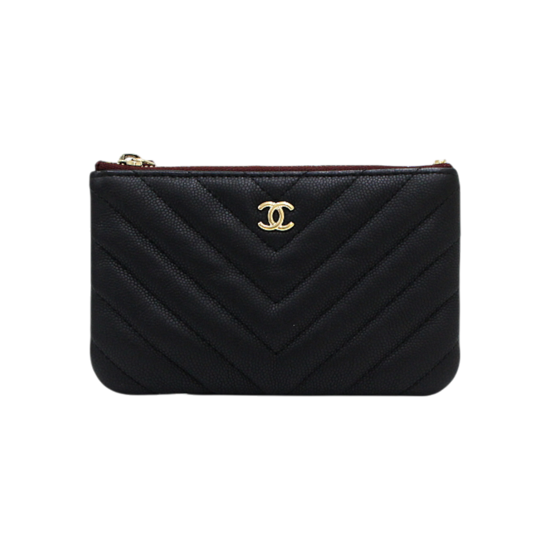 ITPKMECQB2JD Chanel CC Caviar Chevron Mini Pouch Bag