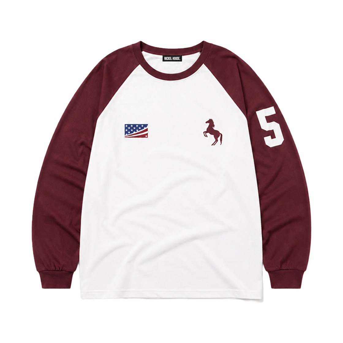 닉켈 동키 나그랑 롱슬리브 버건디(NICKEL DONKEY RAGLAN LONG SLEEVE_BURGUNDY)
