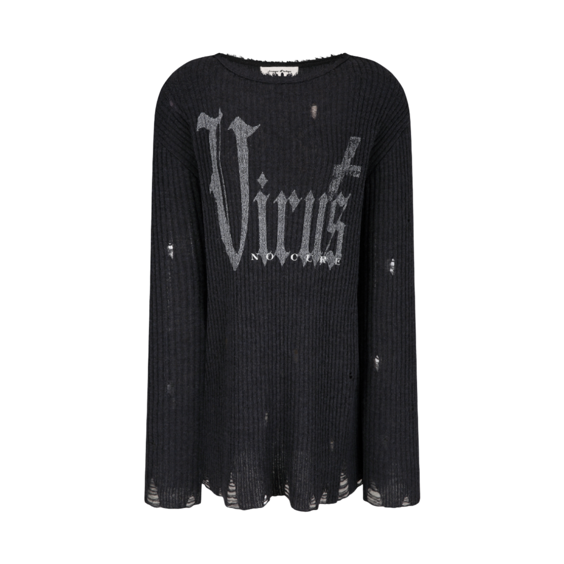 랑거 바이러스 디스트레스 레터링 차콜(Langer Virus Distressed Lettering Knit Charcoal)