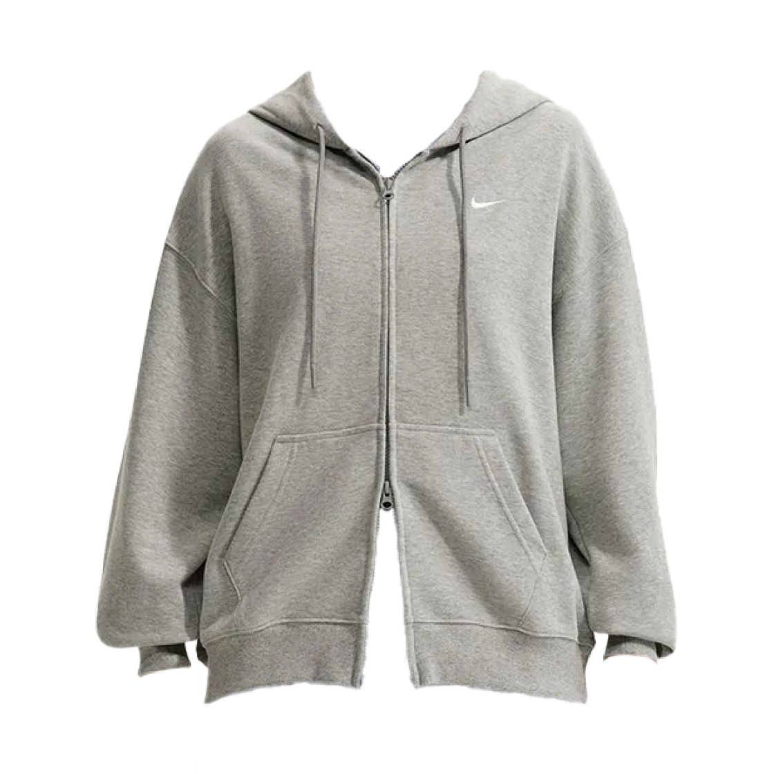 IM8109-063 (W) Nike Studio Fleece Lightweight French Terry Oversized Full Zip Hoodie Dark Grey Heather Sail - Asia
