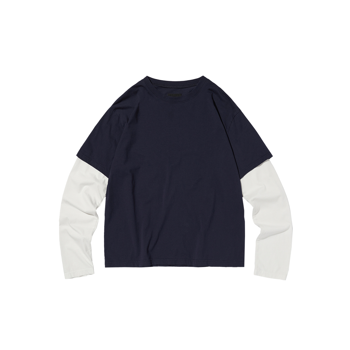 스웨이드 컬러 레이어드 롱 슬리브 네이비(Suade Color layered long sleeve Navy) - 1