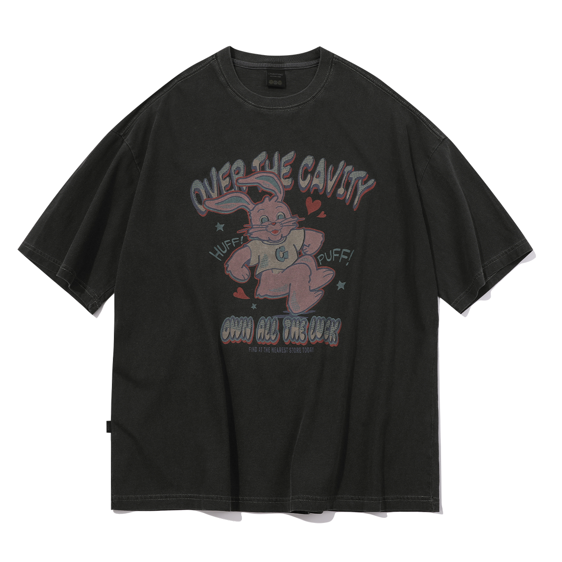 C24SE04KR CPGN STUDIO HUFF Hoppi Pigment T-Shirt Smoke Black