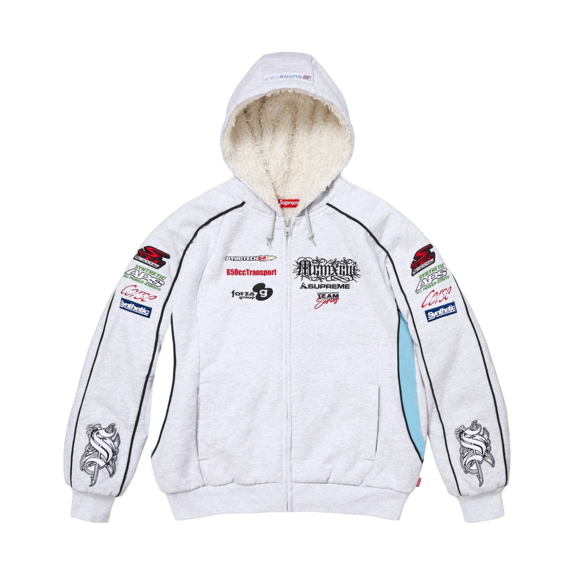 - Supreme Racing Lined Zip Up Hooded Sweatshirt Ash Grey - 26FW