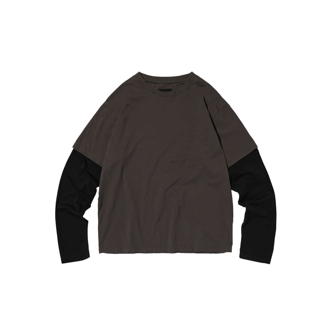 스웨이드 컬러 레이어드 롱 슬리브 차콜 그레이(Suade Color layered long sleeve Charcoal Gray) - 1