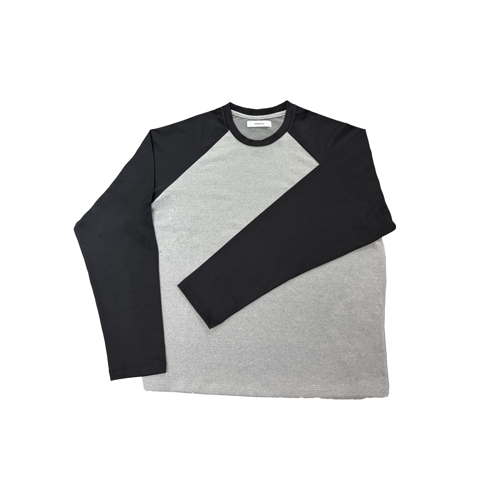 논노드 래글런 티셔츠 그레이 & 블랙(Nonnod Raglan T-Shirt Grey & Black)
