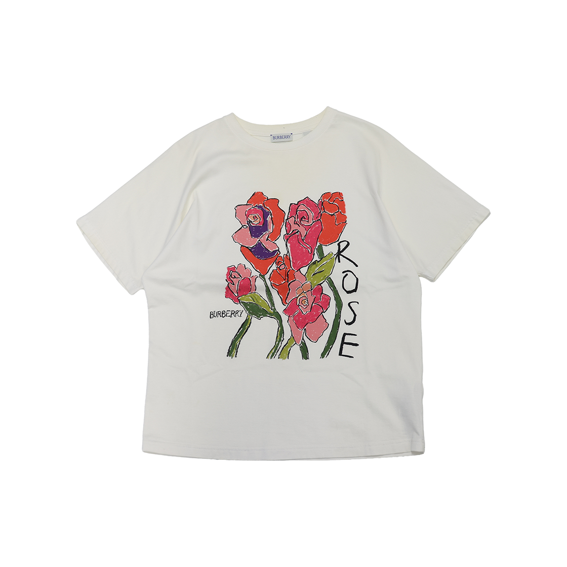 ITICFPJDMOVQ Burberry Rose Print T-Shirt White
