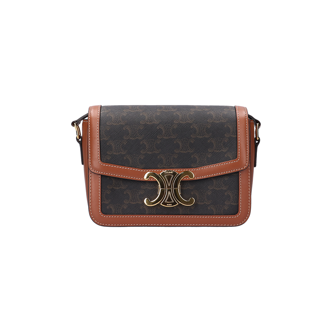 IT3VU5GA3R5P Celine Triomphe Bag Canvas & Calfskin Tan