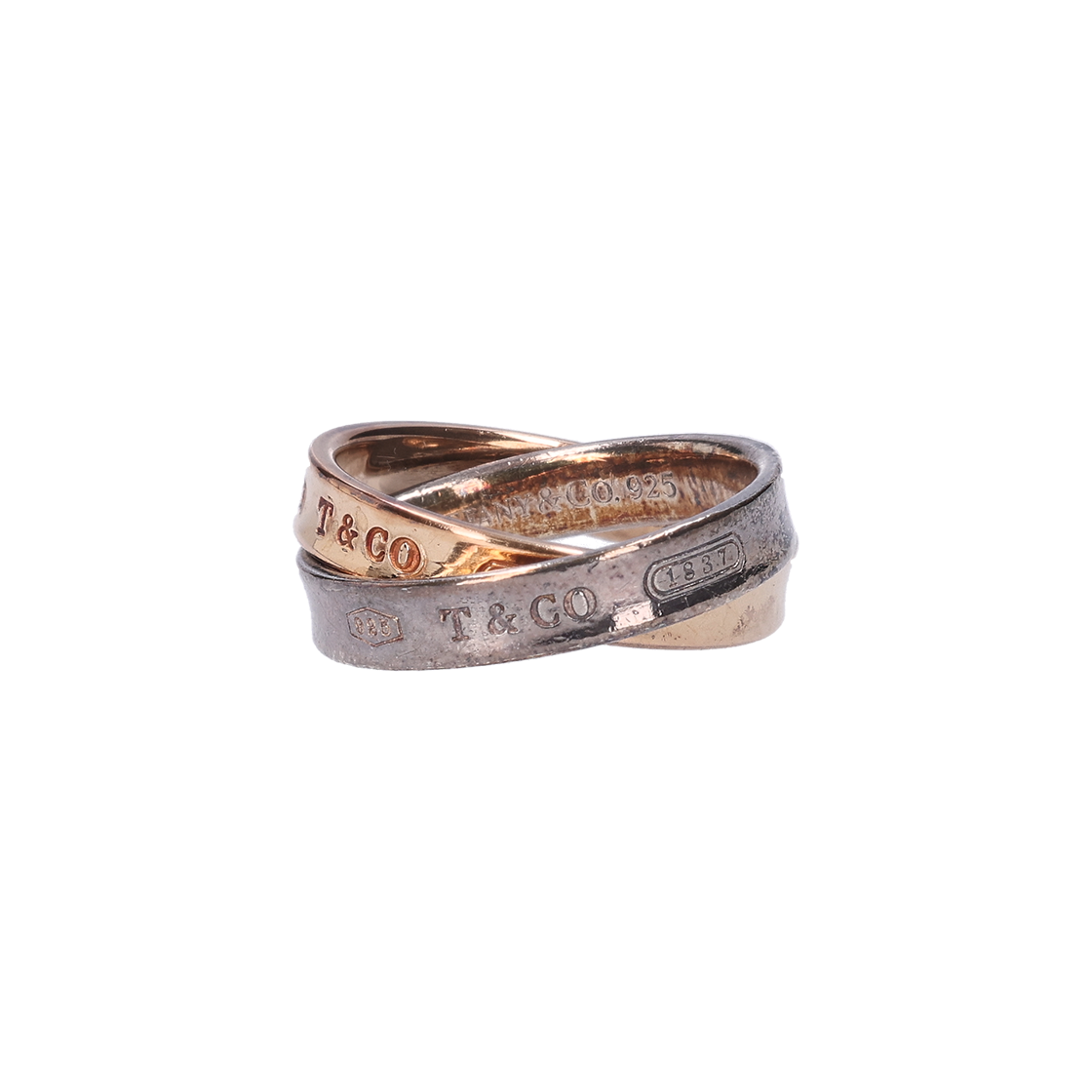 ITT3OAV2B3ID Tiffany Interlocking Circle Ring 18K Rose Gold & Silver