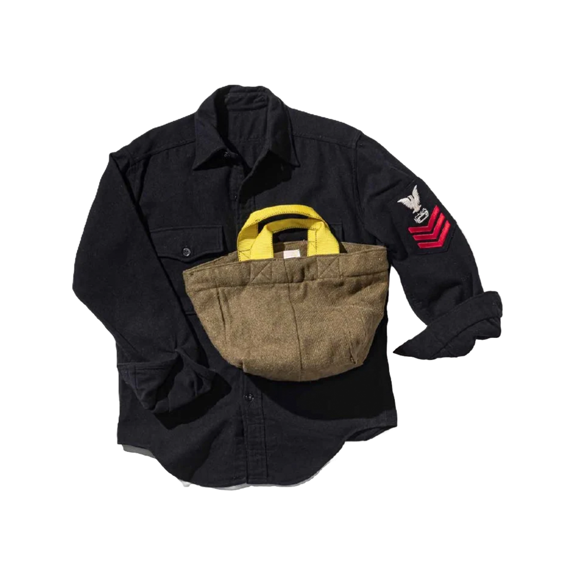푸에브코 빈티지 울 가먼츠 집 토트 옐로우 라이닝 - 26FW(Puebco Vintage Wool Garments Zip Tote Yellow Lining - 26FW) - 2