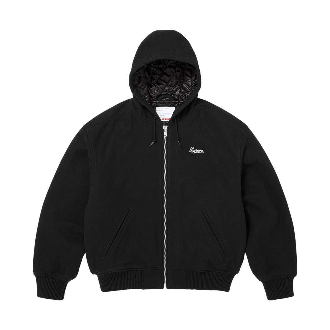슈프림 x 래리 클락 후드 바시티 자켓 블랙 - 26FW(Supreme x Larry Clark Hooded Varsity Jacket Black - 26FW)
