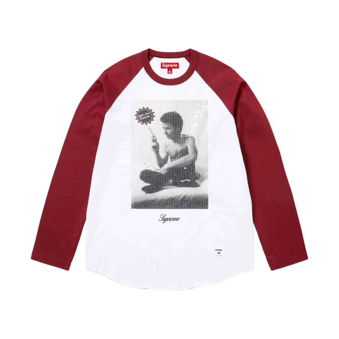 - Supreme x Larry Clark Sequin Raglan L/S Top Burgundy - 26FW