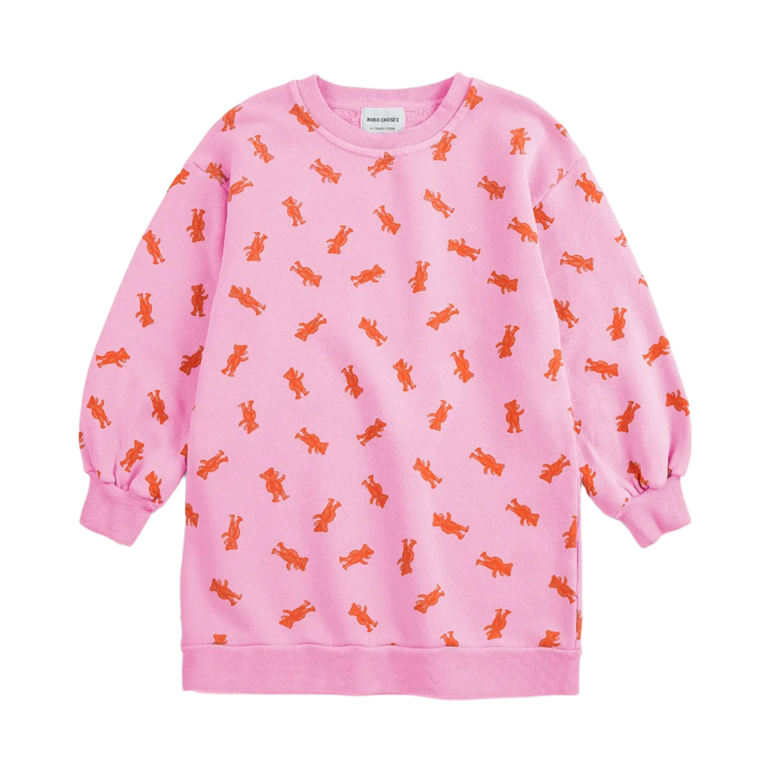 226AC081 (Kids) Bobo Choses Softpaw Monster All Over Sweatshirt Dress Pink