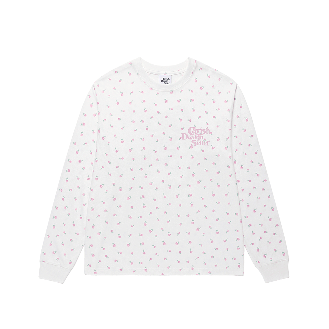 카비시 플라워 셀러 로고 LS 티셔츠 화이트(핑크)(CAVISH Flower Seller Logo LS Tee White (Pink)) - 3