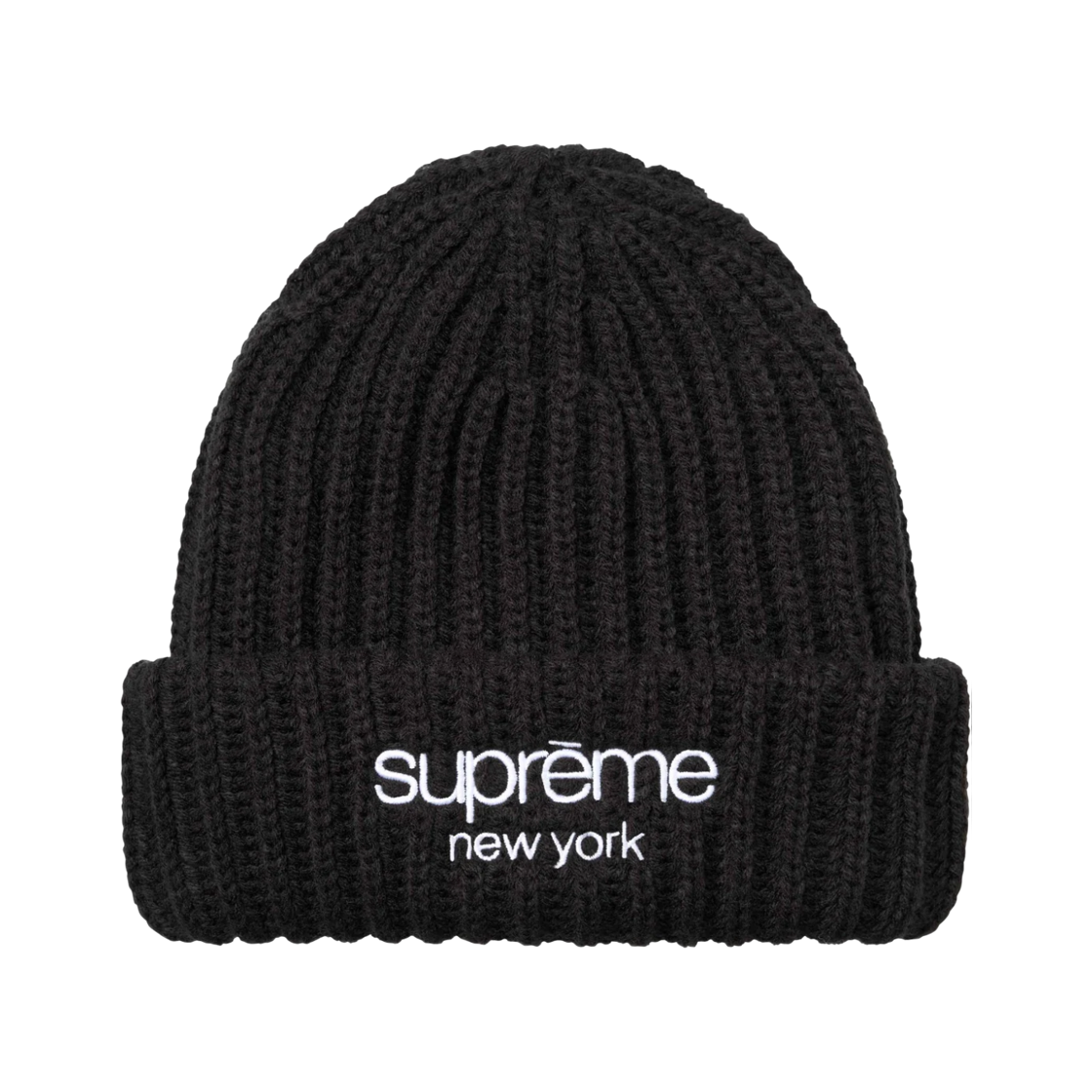 - Supreme Classic Logo Chunky Ribbed Beanie Black - 26FW