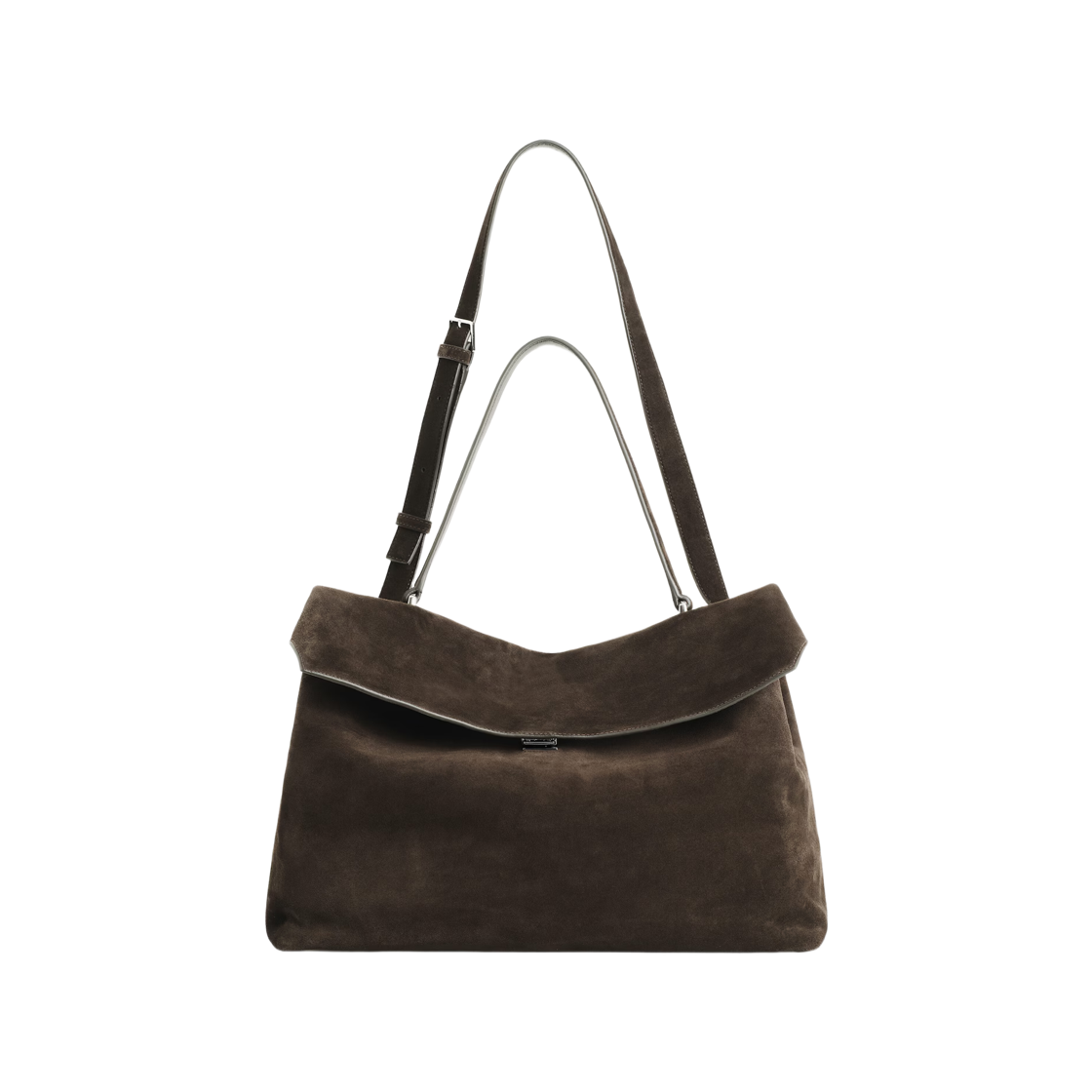 1361103002 COS Trullo Oversized Flap Bag Split Suede Ebony