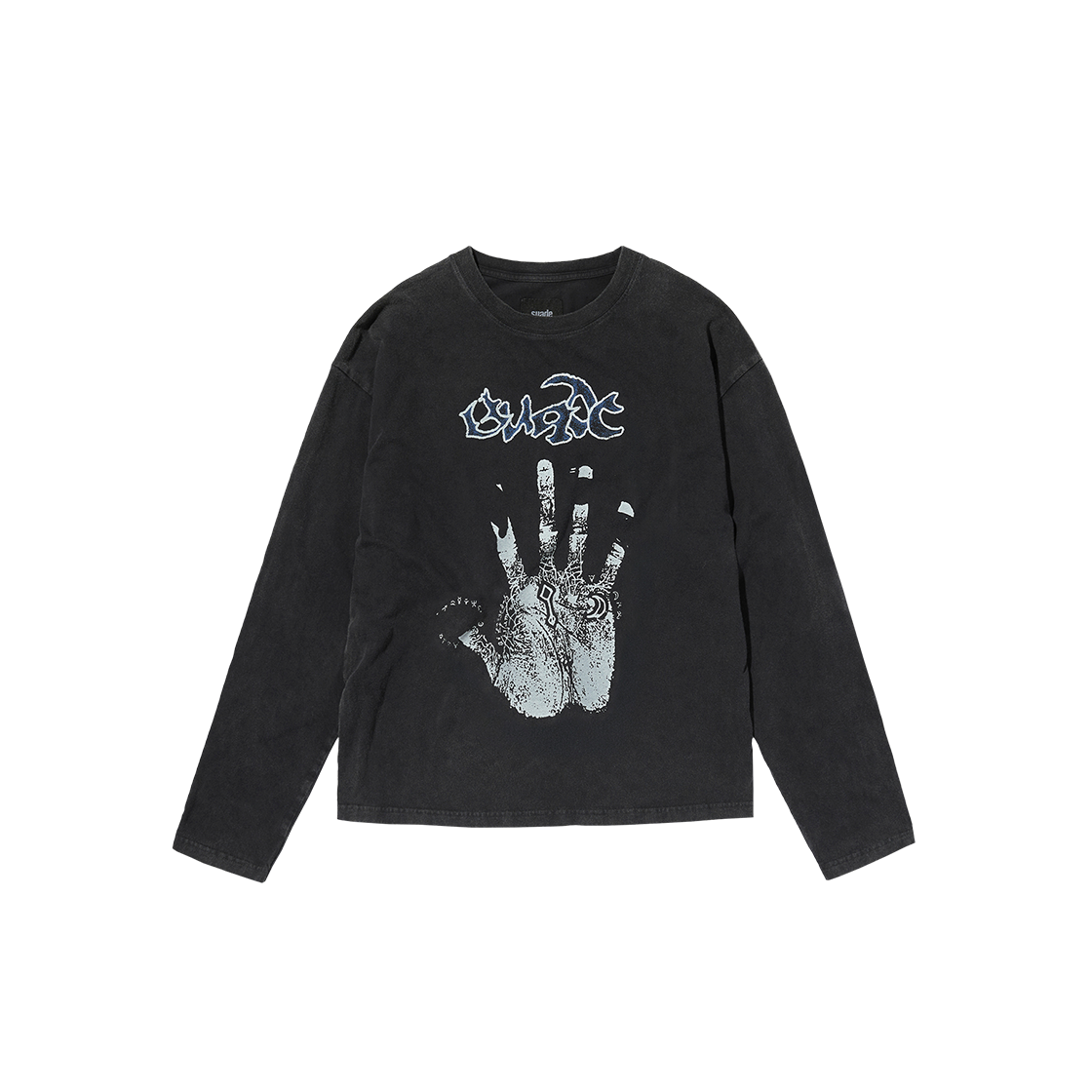 스웨이드 핸드프린트 롱 슬리브 워싱 블랙(Suade Handprint long sleeve Washing Black)
