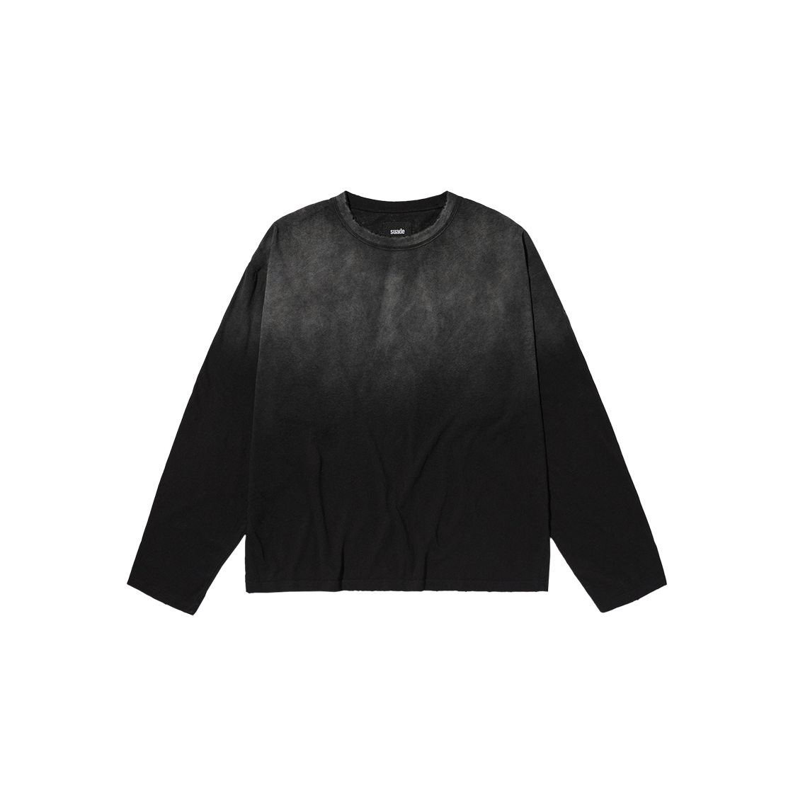 스웨이드 워시드 슬럽 롱 슬리브 워싱 블랙(Suade Washed slub long sleeve Washing Black)