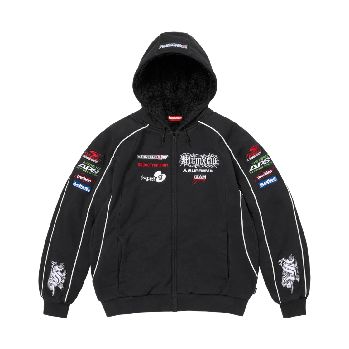 Supreme Supreme Racing Lined Zip Up Hooded Sweatshirt Black - 26FW · XL