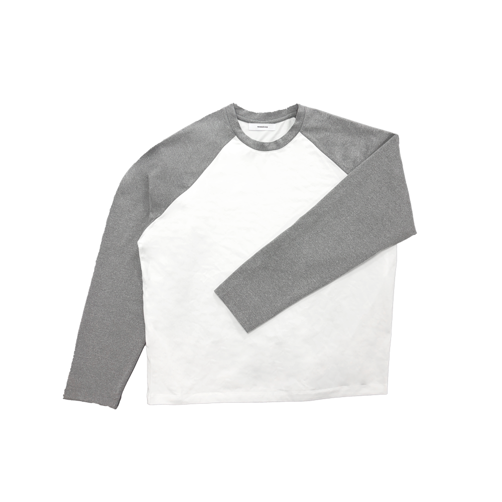 논노드 래글런 티셔츠 화이트 & 그레이(Nonnod Raglan T-Shirt White & Grey)