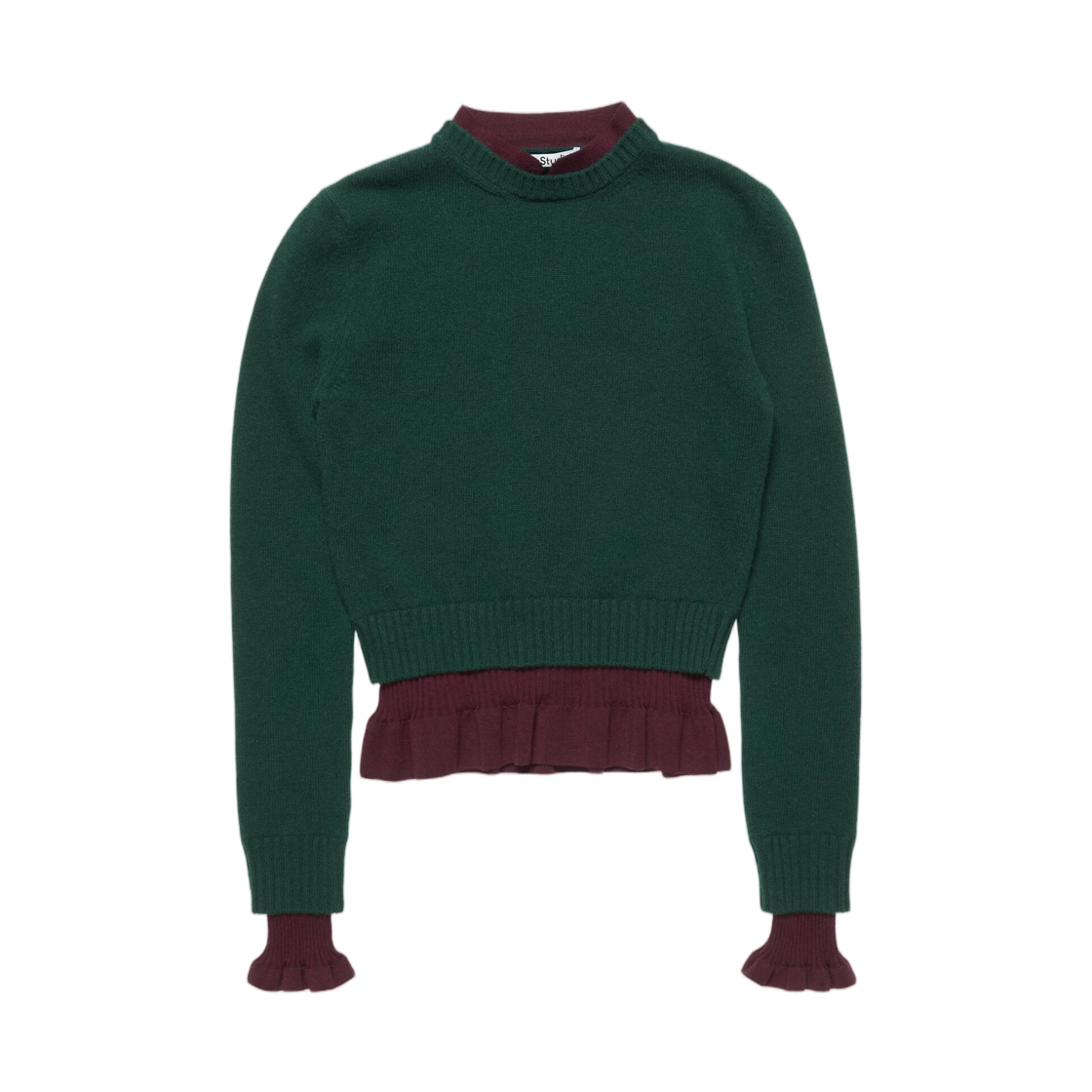 A60707-AAX (W) Acne Studios Layered Knit Sweater Dark Green