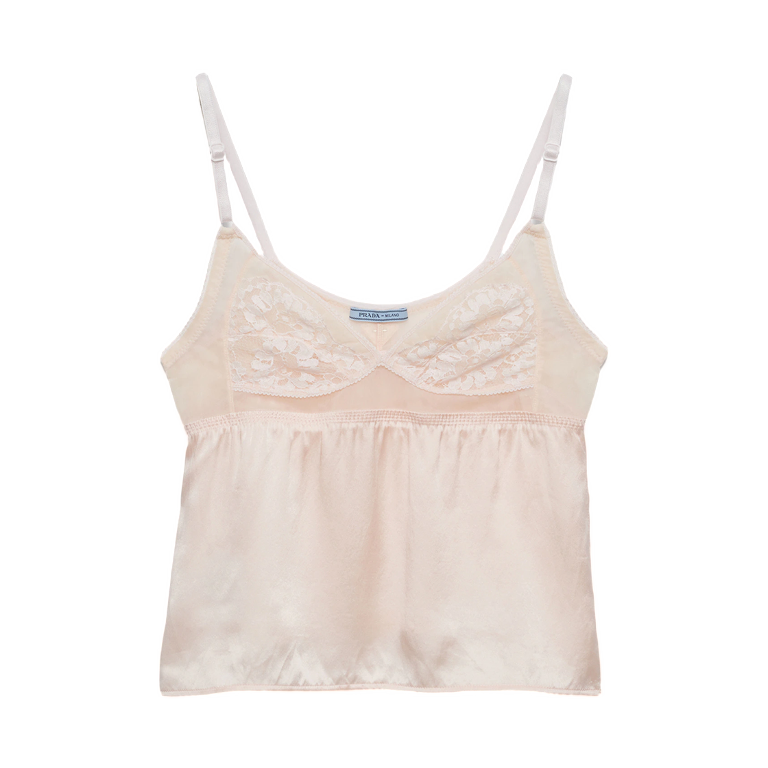 TP6236-17GT-F0442 (W) Prada Vintage-Look Satin and Lace Top Petal Pink