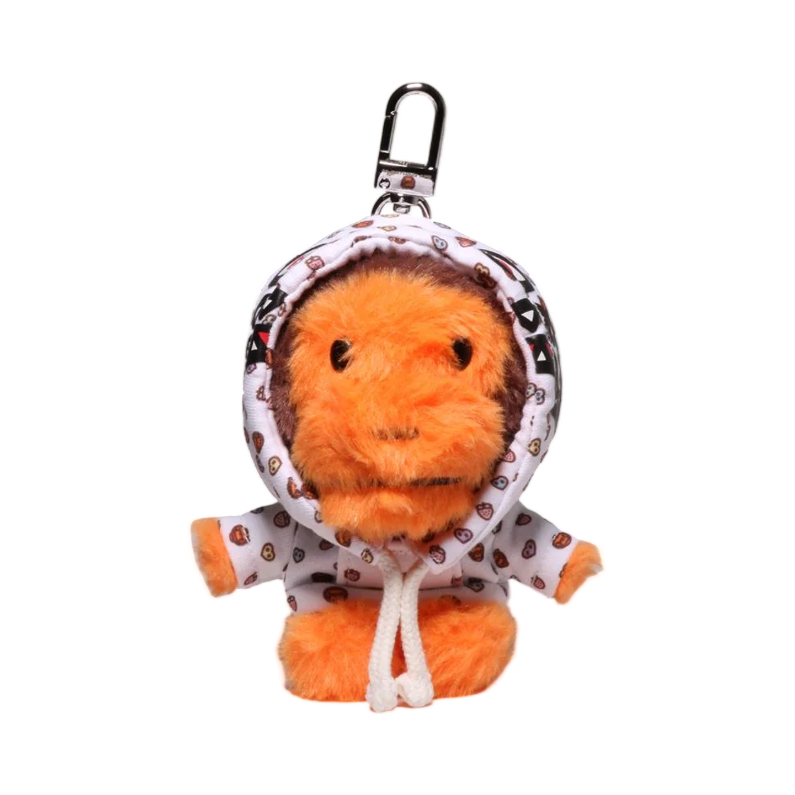 - BAPE Milogram Sweets Pattern Hoodie Baby Milo Fur Doll Key Chain White