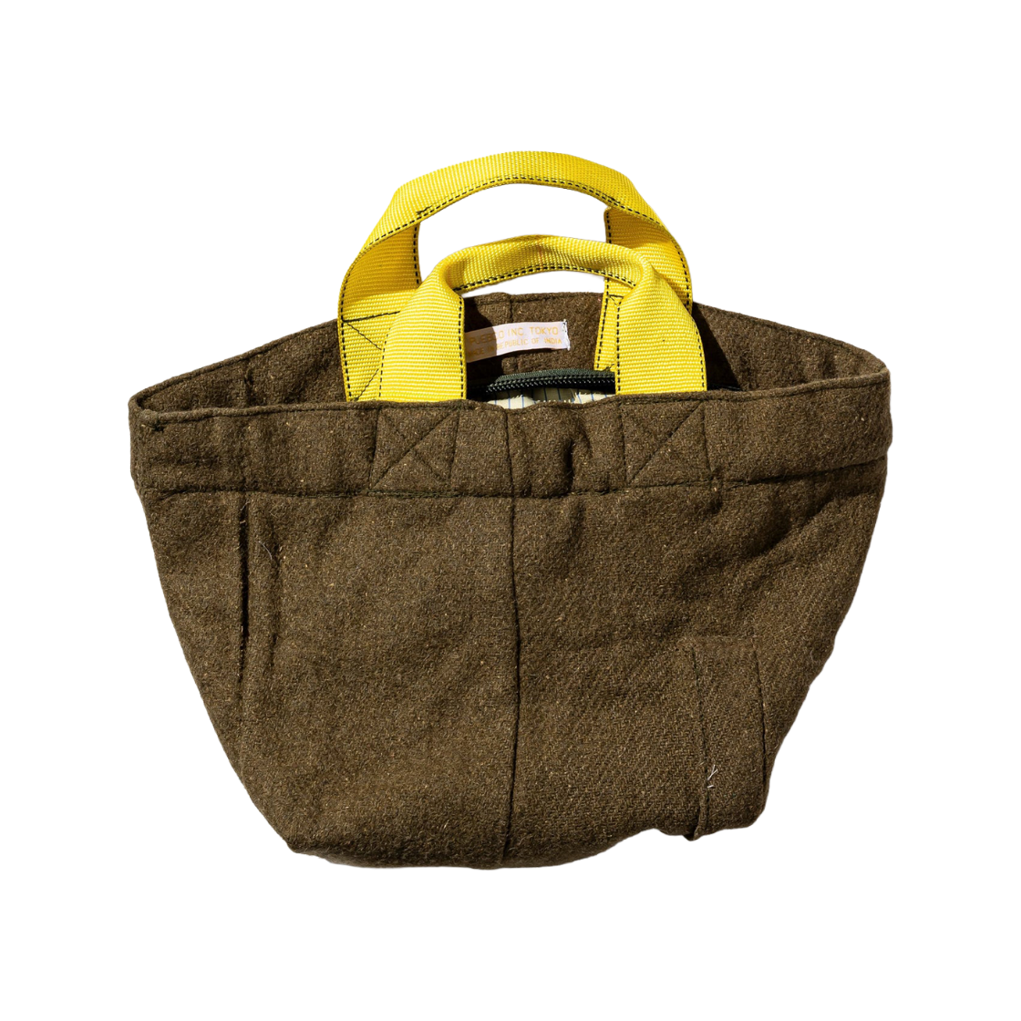 푸에브코 빈티지 울 가먼츠 집 토트 옐로우 라이닝 - 26FW(Puebco Vintage Wool Garments Zip Tote Yellow Lining - 26FW)