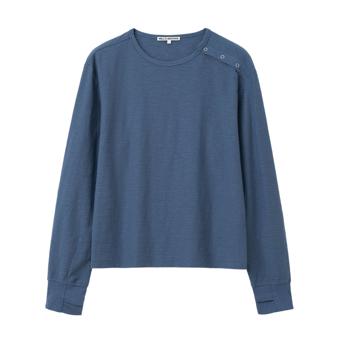 ML919BLU milloarchive Slit Henley Neck Long Sleeve Blue