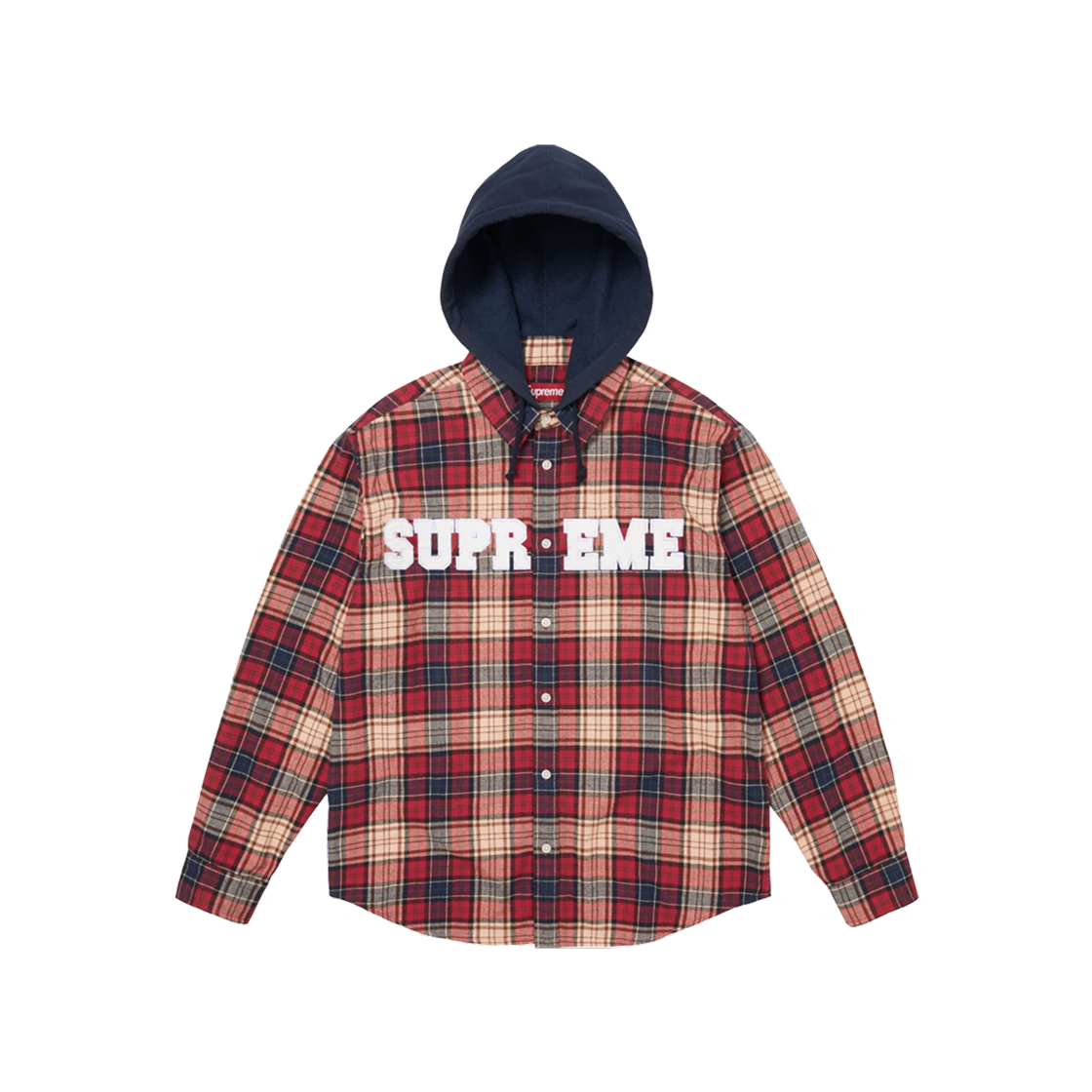 슈프림 아플리케 후드 플란넬 셔츠 레드 - 26FW(Supreme Applique Hooded Flannel Shirt Red - 26FW)
