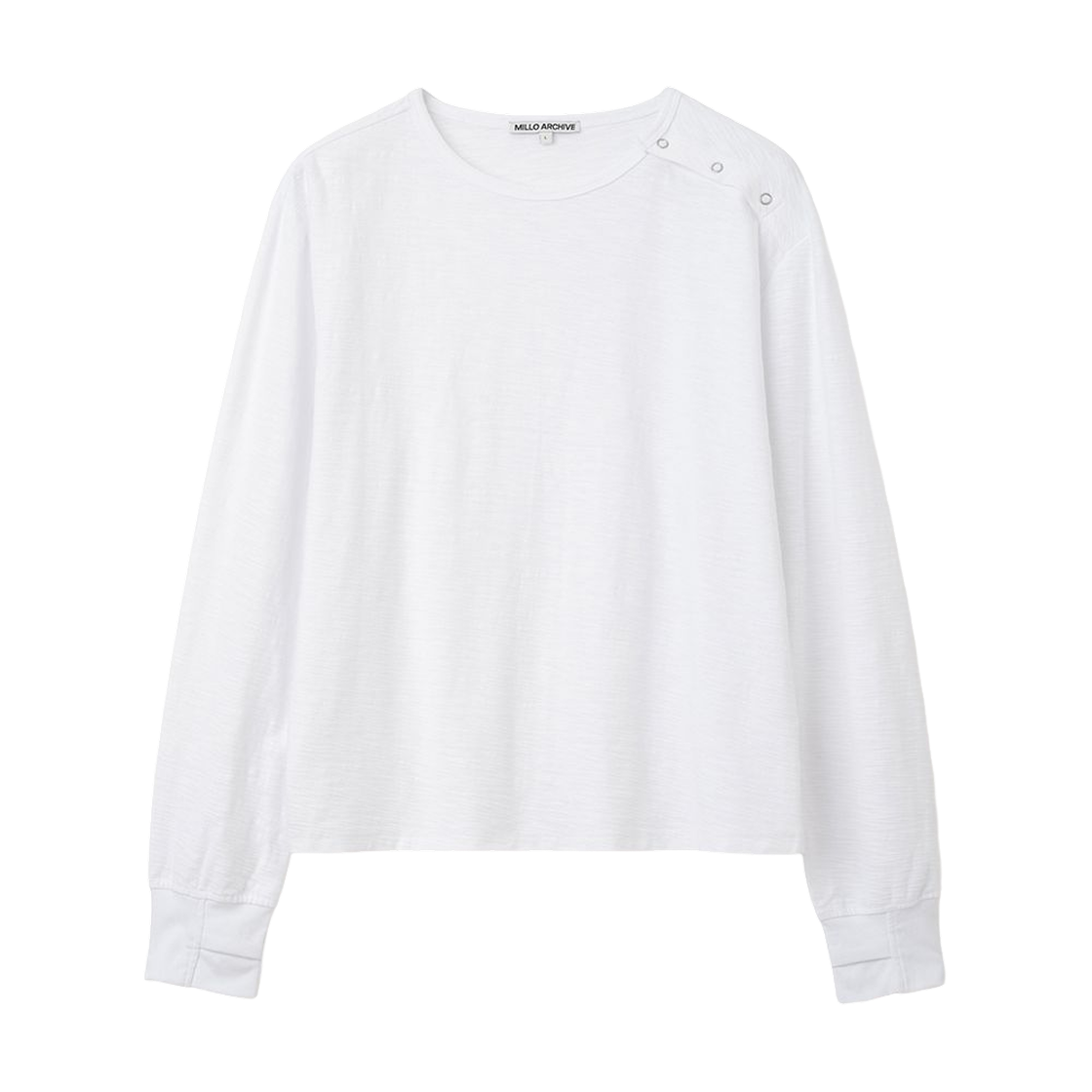 ML919WHT milloarchive Slit Henley Neck Long Sleeve White