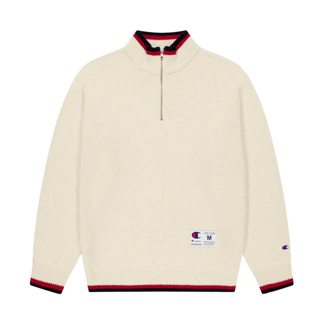 WS2604KN01IV WKNDRS x Champion Classic Half-Zip Sweater Ivory
