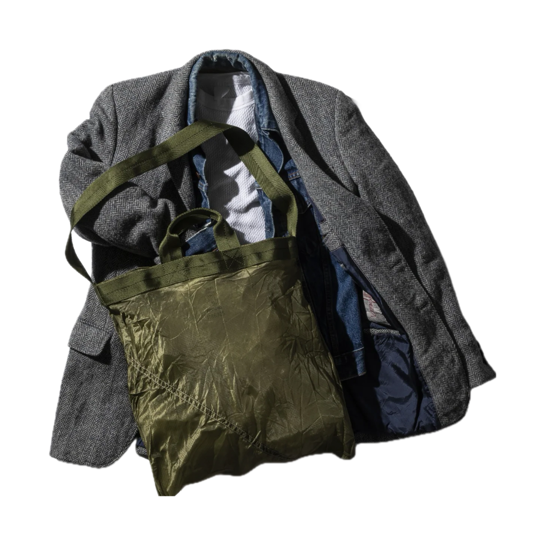 푸에브코 빈티지 파라슈트 라이트 투웨이 백 올리브 - 26FW(Puebco Vintage Parachute Light 2Way Bag Olive - 26FW) - 2