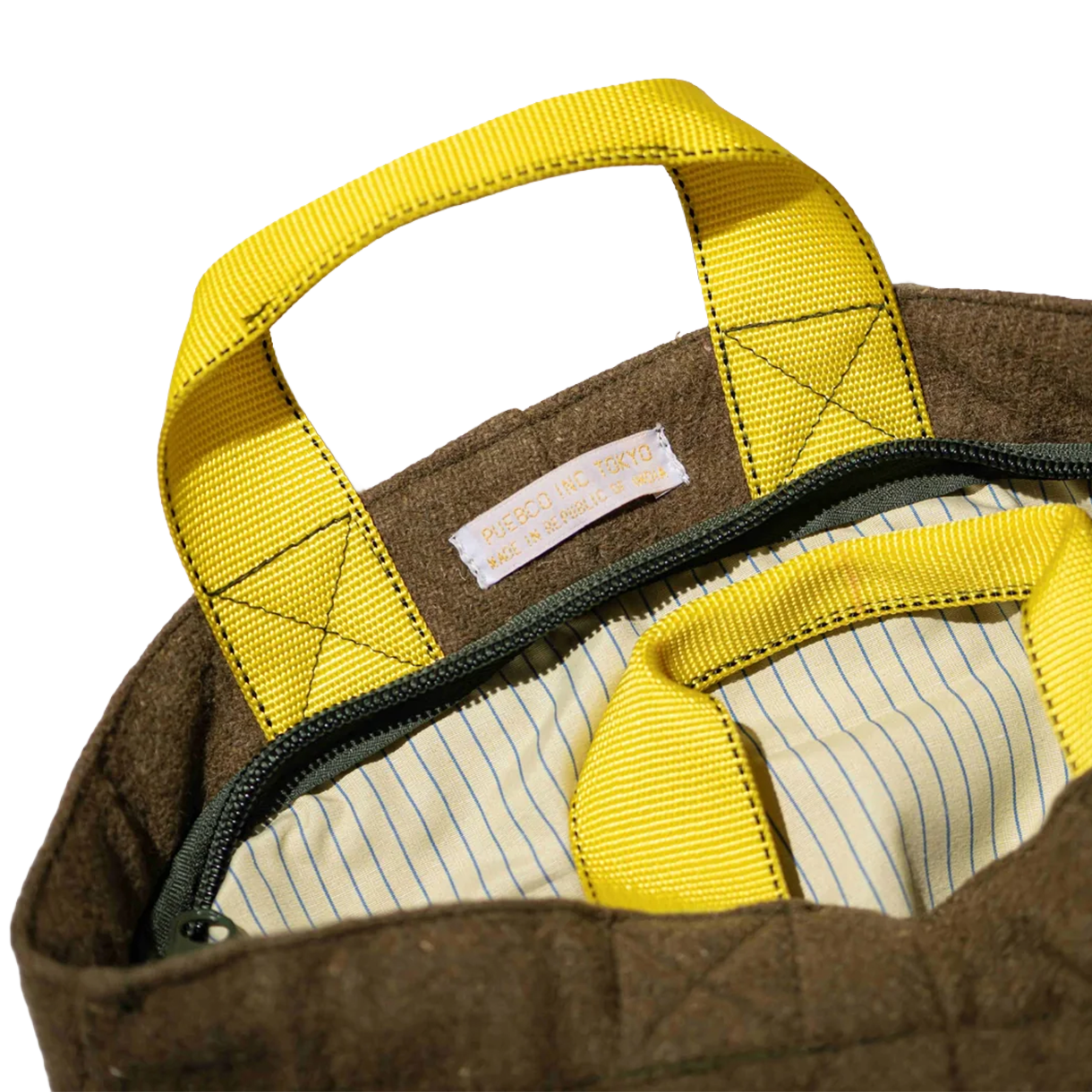 푸에브코 빈티지 울 가먼츠 집 토트 옐로우 라이닝 - 26FW(Puebco Vintage Wool Garments Zip Tote Yellow Lining - 26FW) - 3