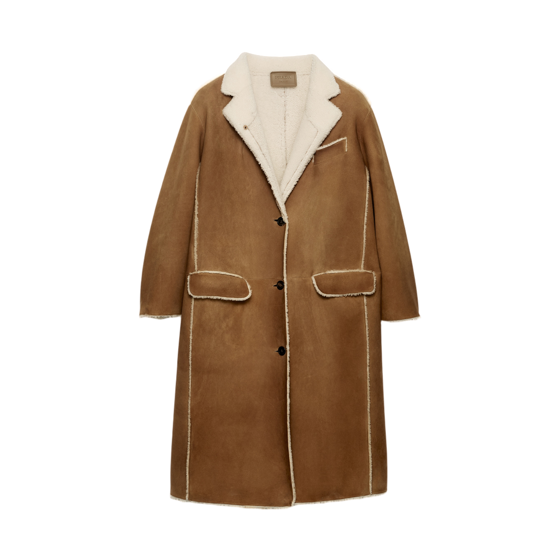 56A259-1ZXR-F0BH2 (W) Prada Shearling Coat Camel Natural