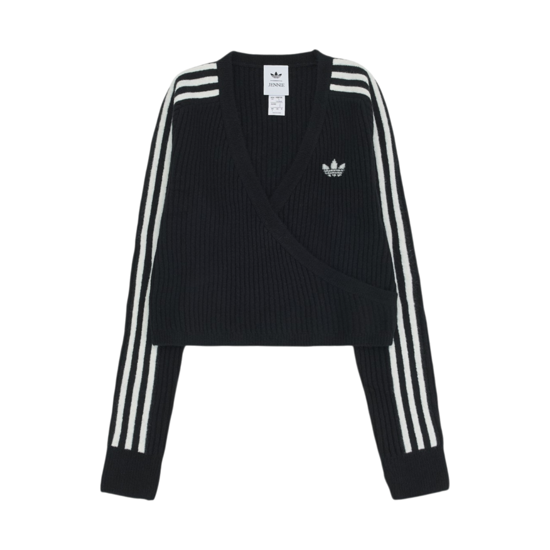 (W) 아디다스 x 제니 니트 랩 어라운드 가디건 블랙 - KR 사이즈((W) Adidas x Jennie Knit Wrap Around Cardigan Black - KR Sizing) - 1