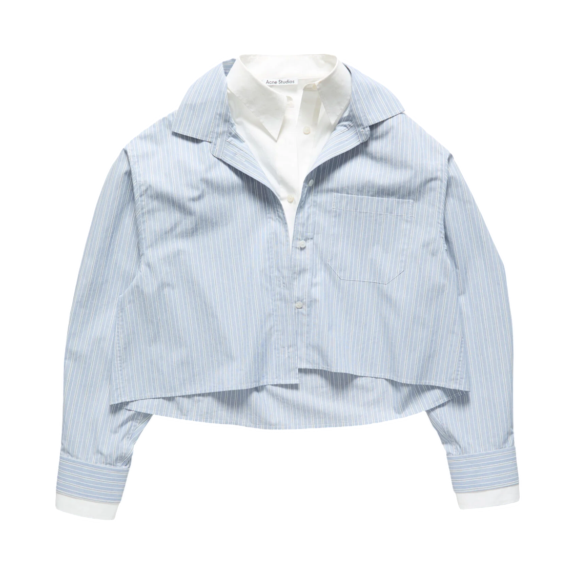 AB0048-AF2 (W) Acne Studios Layered Striped Shirt Blue White