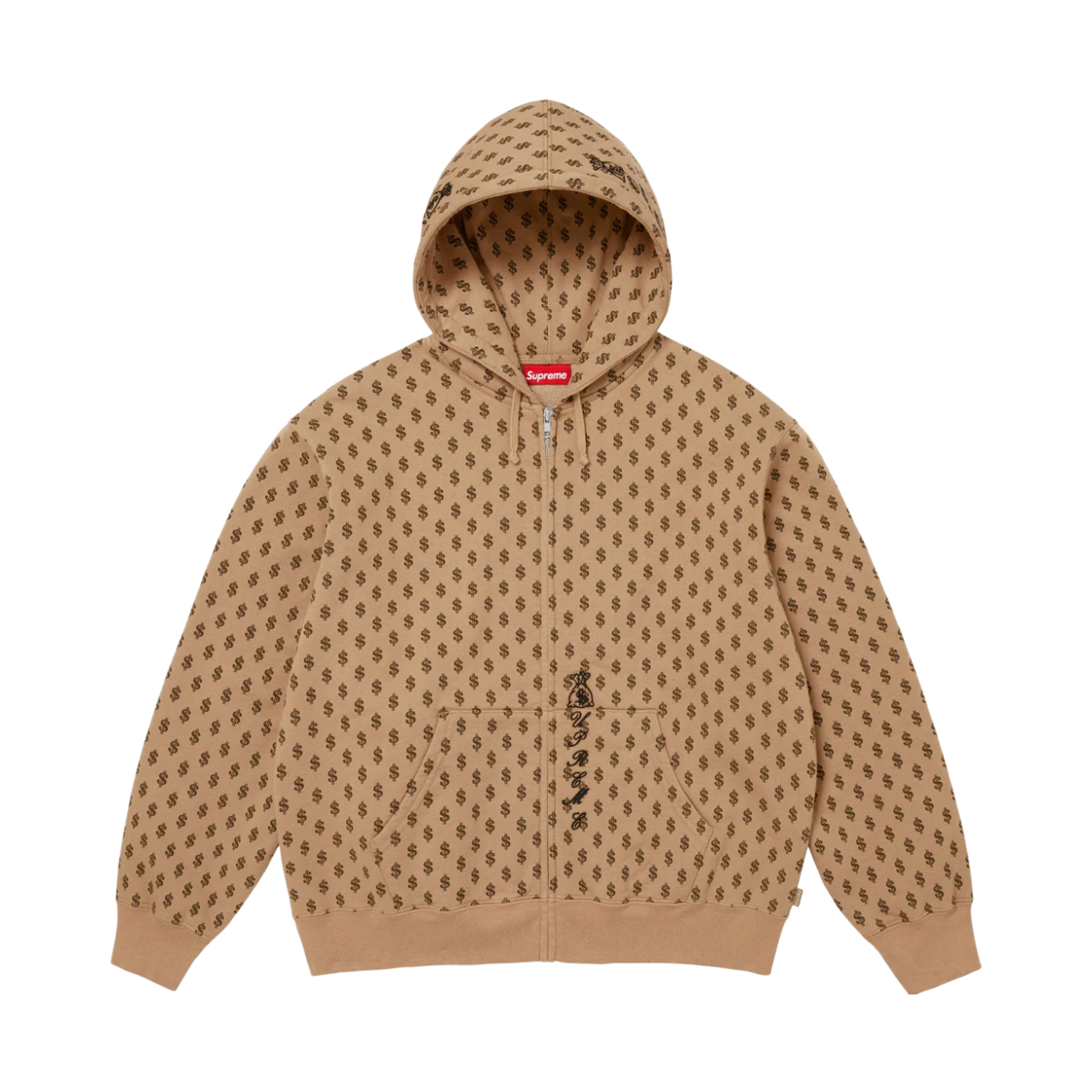 - Supreme God Over Money Zip Up Hooded Sweatshirt Money - 26FW