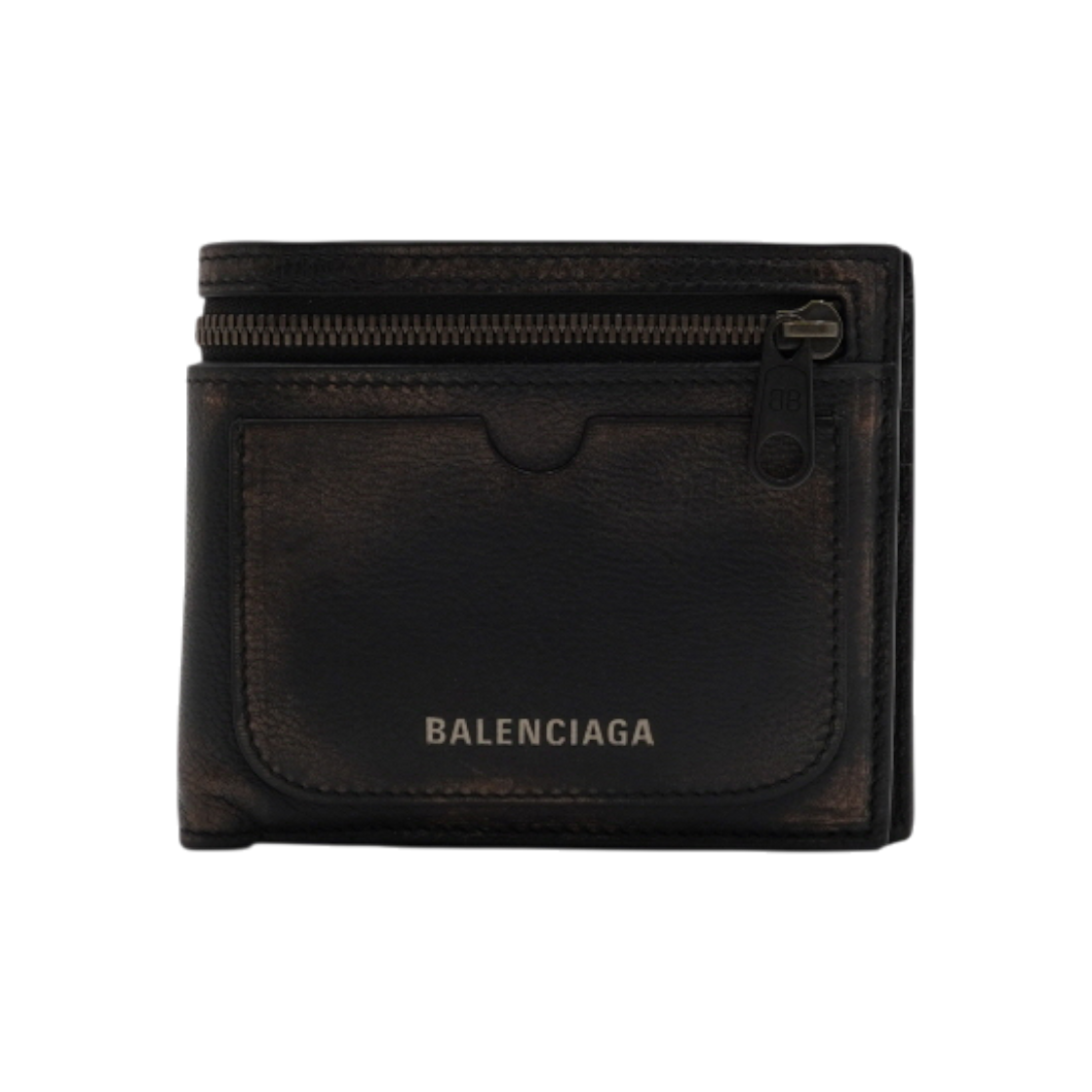 IT49UE83O3LE Balenciaga Brown Old Leather Supervised Square Folded Men Wallet