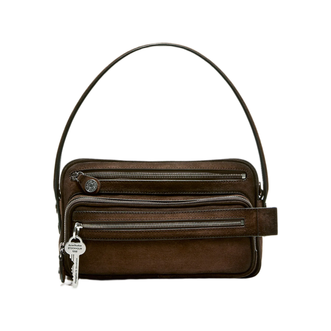 C10338-ADM Acne Studios Camero Party Suede Shoulder Bag Dark Brown