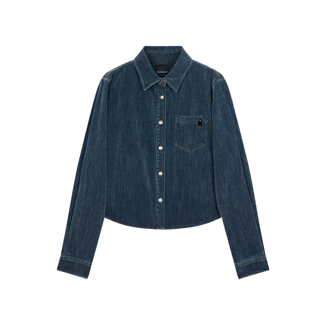 ZI4SH813BL ZIOSONGZIO SEMBLANCE WOMAN VELVET CROP DENIM SHIRT BLUE