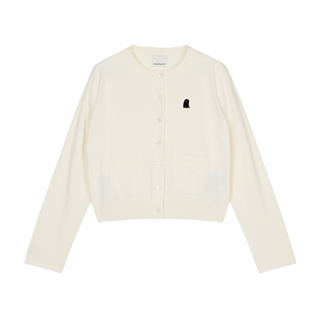지오송지오 셈블런스 우먼 슬림 카라리스 가디건 오프화이트 ZI4KT805OW(ZIOSONGZIO SEMBLANCE WOMAN SLIM COLLARLESS CARDIGAN OFF WHITE)